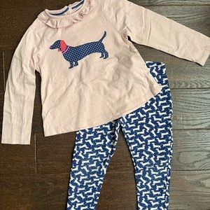 Baby Boden size 3-4 dachshund dog set